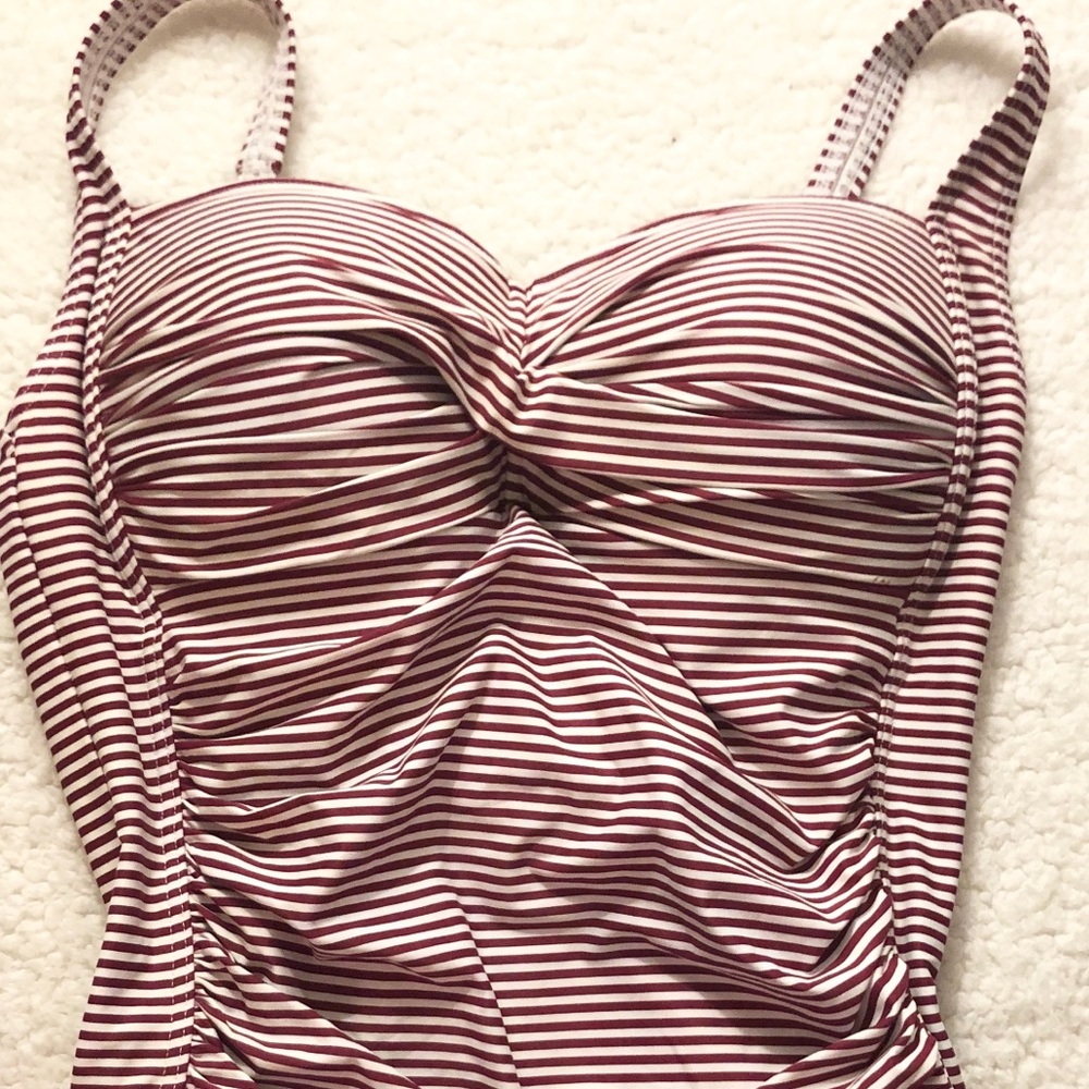 Niptuck  Red/Wht Stripe Swim Suit- size 10